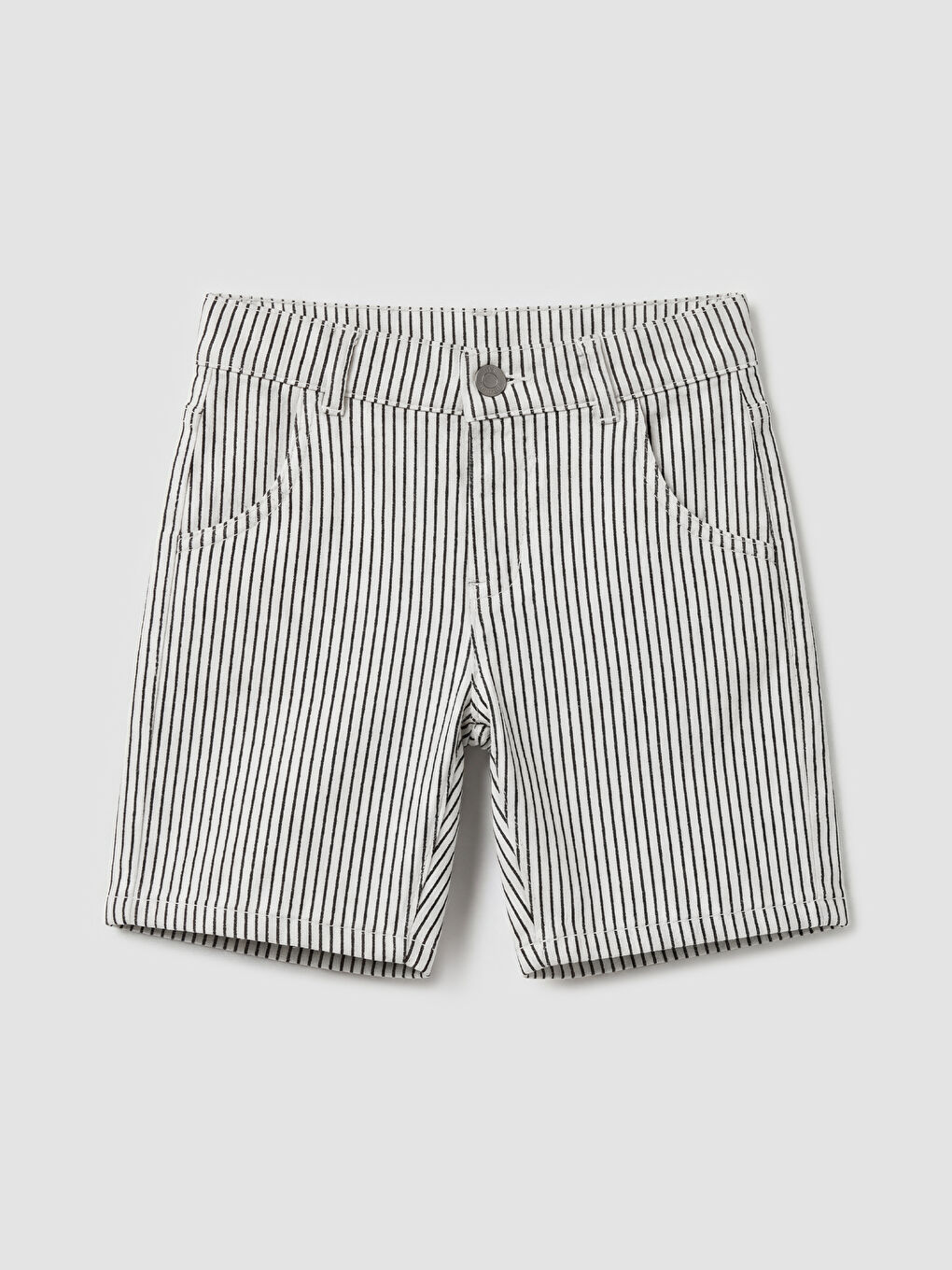 Beyaz Çizgili Erkek Çocuk Jean Şort