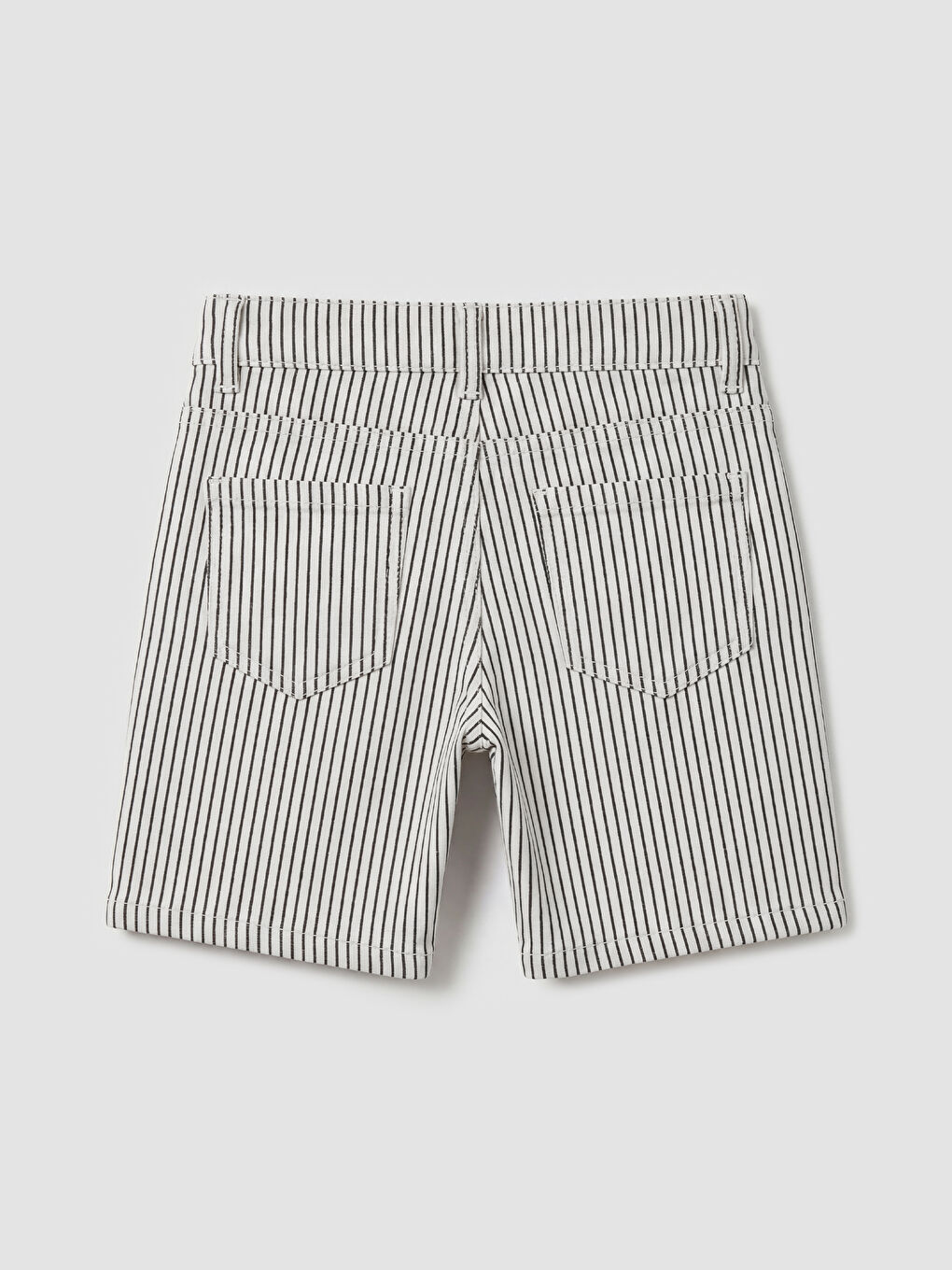 Beyaz Çizgili Erkek Çocuk Jean Şort-1