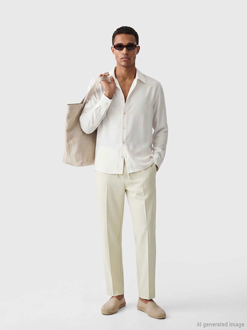 Bej Standart Kalıp Erkek Pantolon