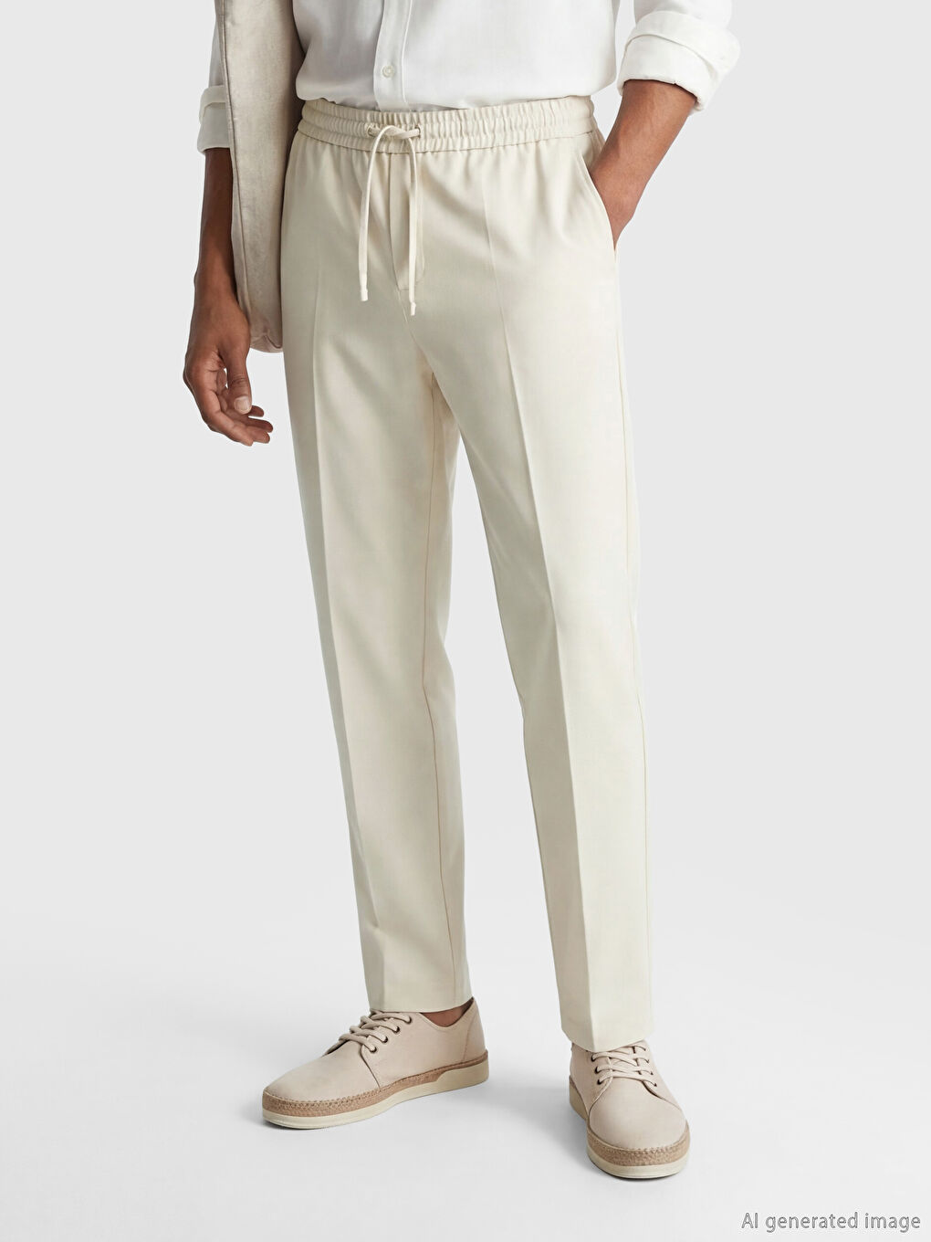 Bej Standart Kalıp Erkek Pantolon-1