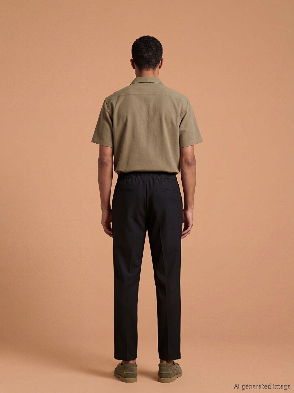 Siyah Standart Kalıp Erkek Pantolon-2