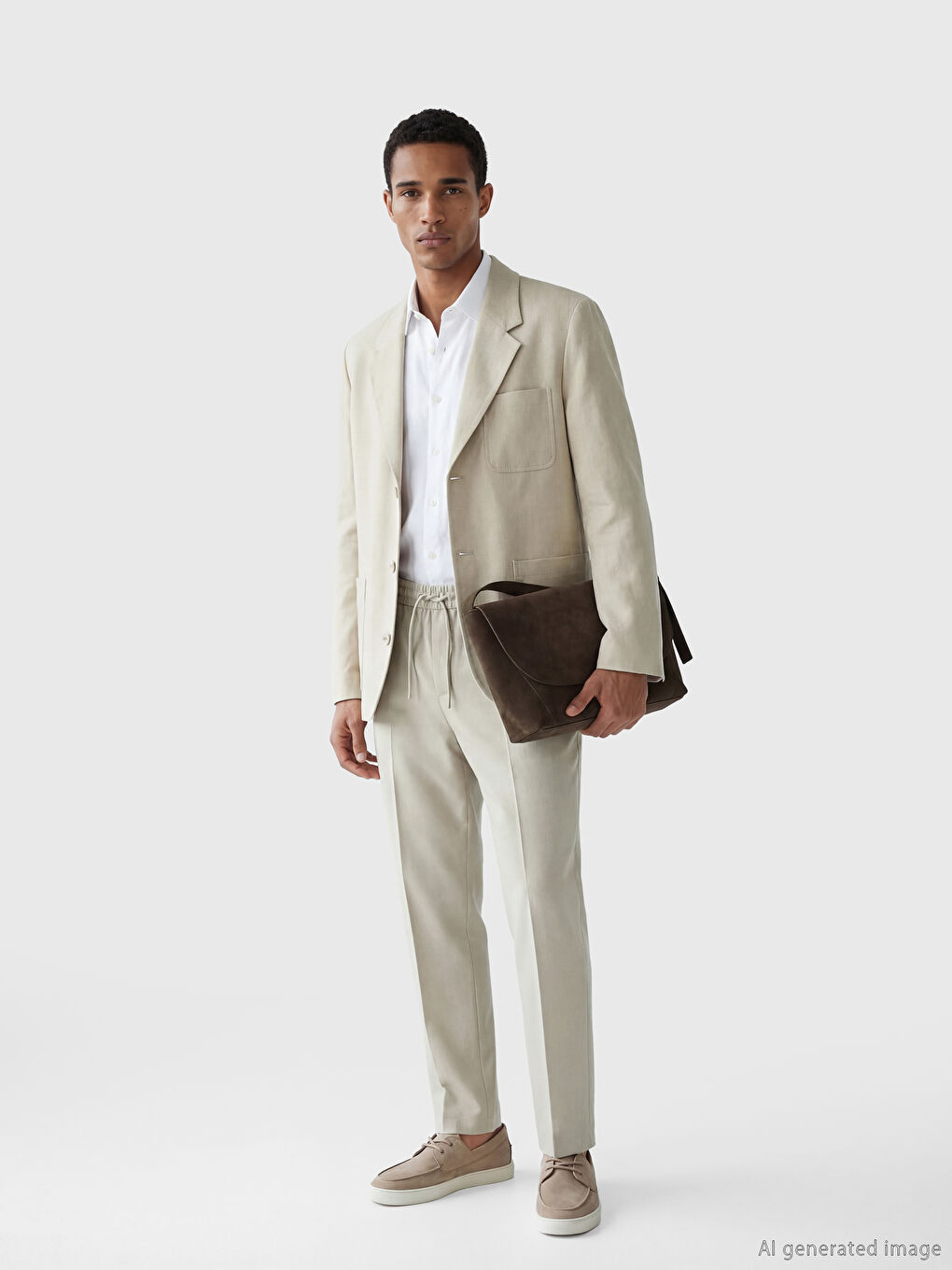 Bej Standart Kalıp Erkek Pantolon