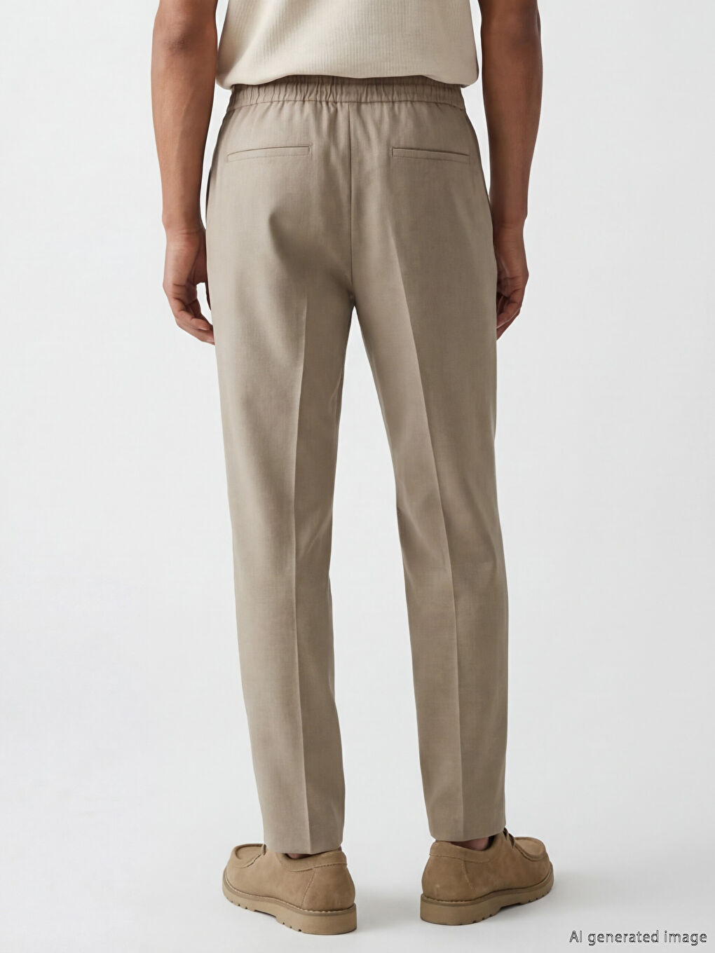 Bej Standart Kalıp Erkek Pantolon-2