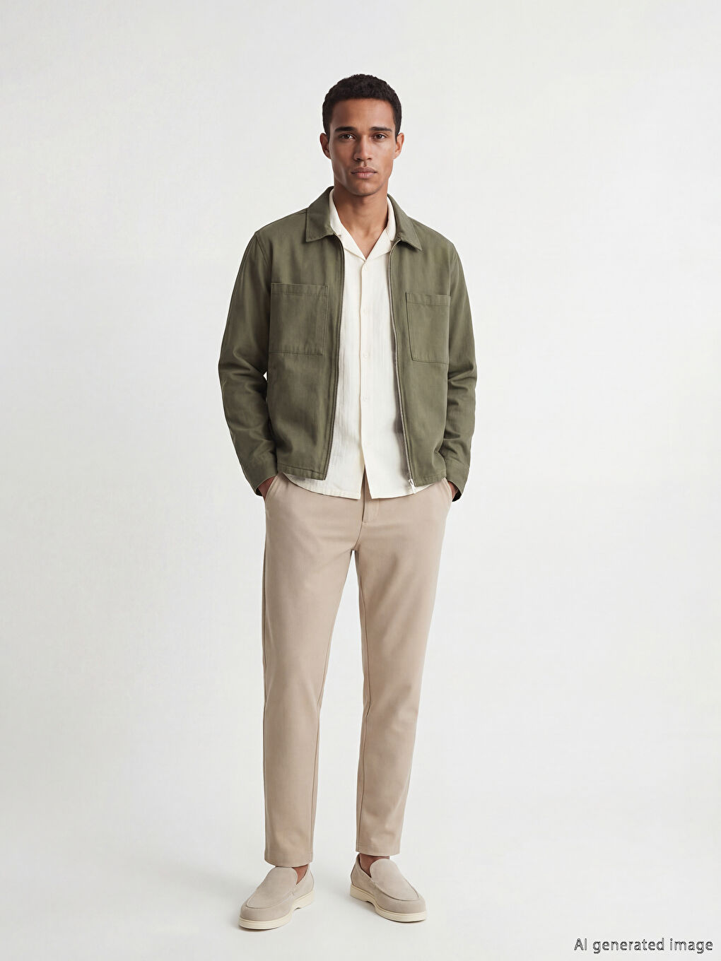 Bej Standart Kalıp Erkek Pantolon	