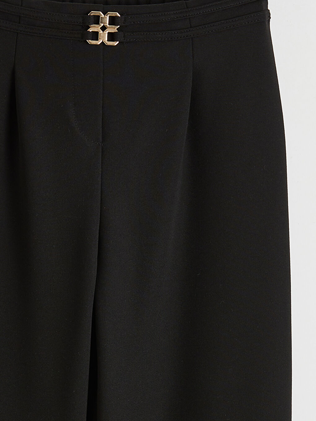 Siyah Toka Detaylı Geniş Paça Kız Çocuk Pantolon-2