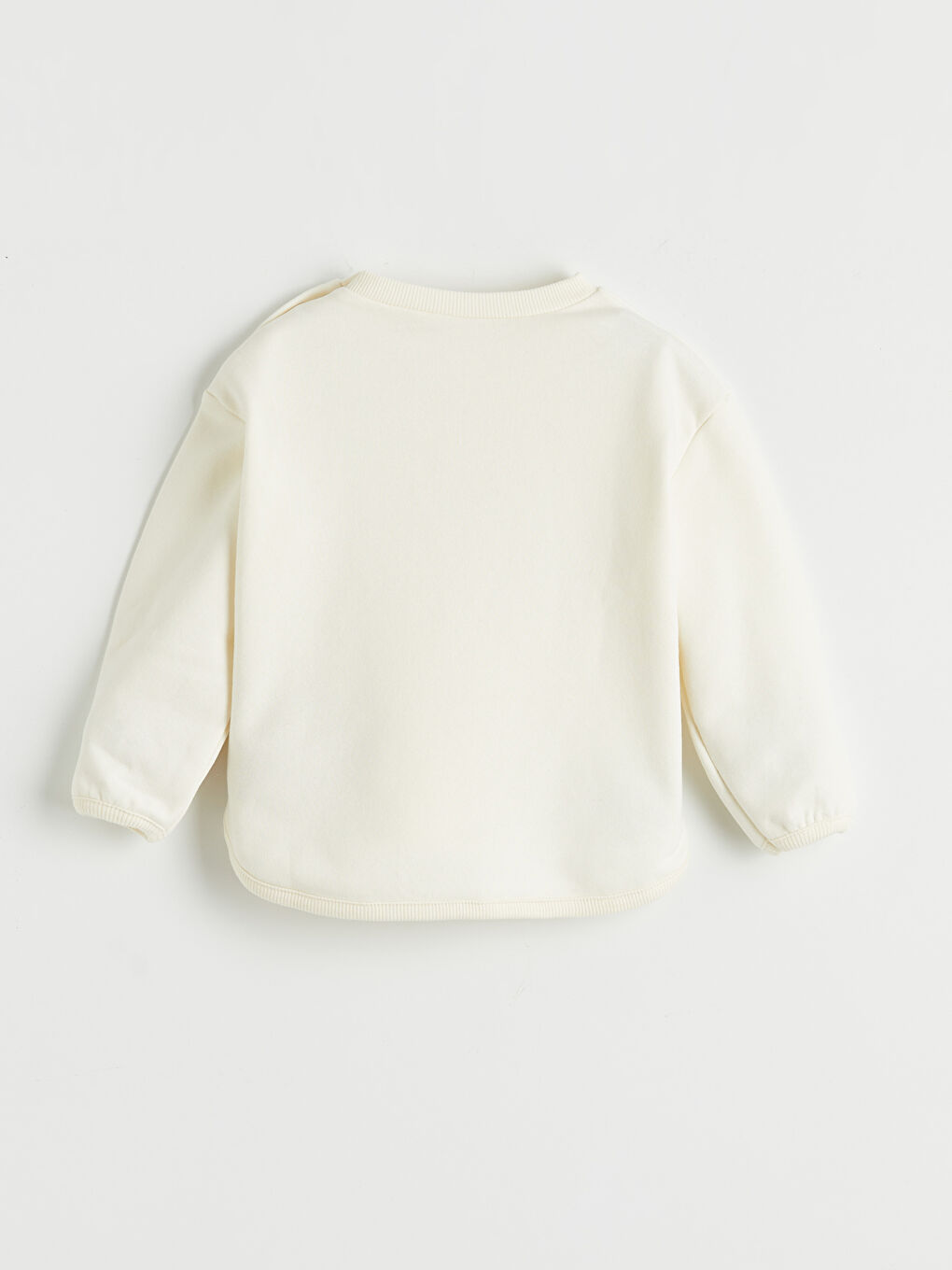 Ekru Bisiklet Yaka Baskılı Kız Bebek Sweatshirt-1