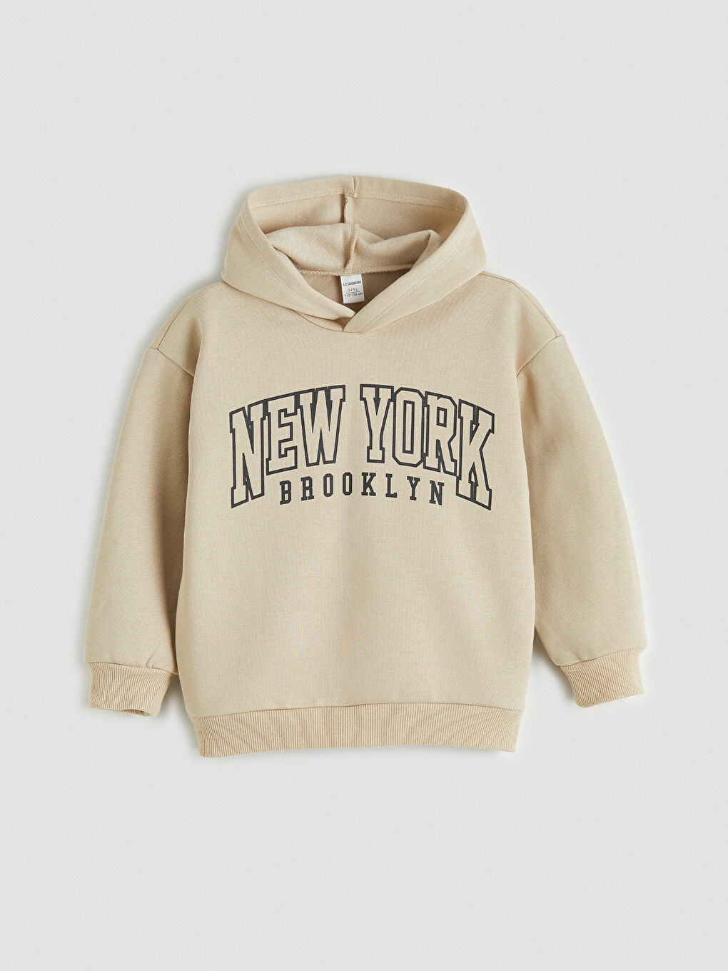 Bej New York Baskılı Erkek Çocuk Kalın Sweatshirt