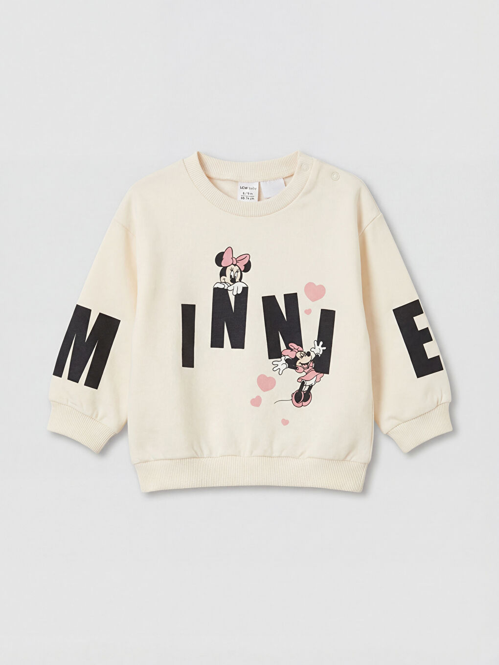 Ekru Minnie Mouse Baskılı Kız Bebek Takım-1