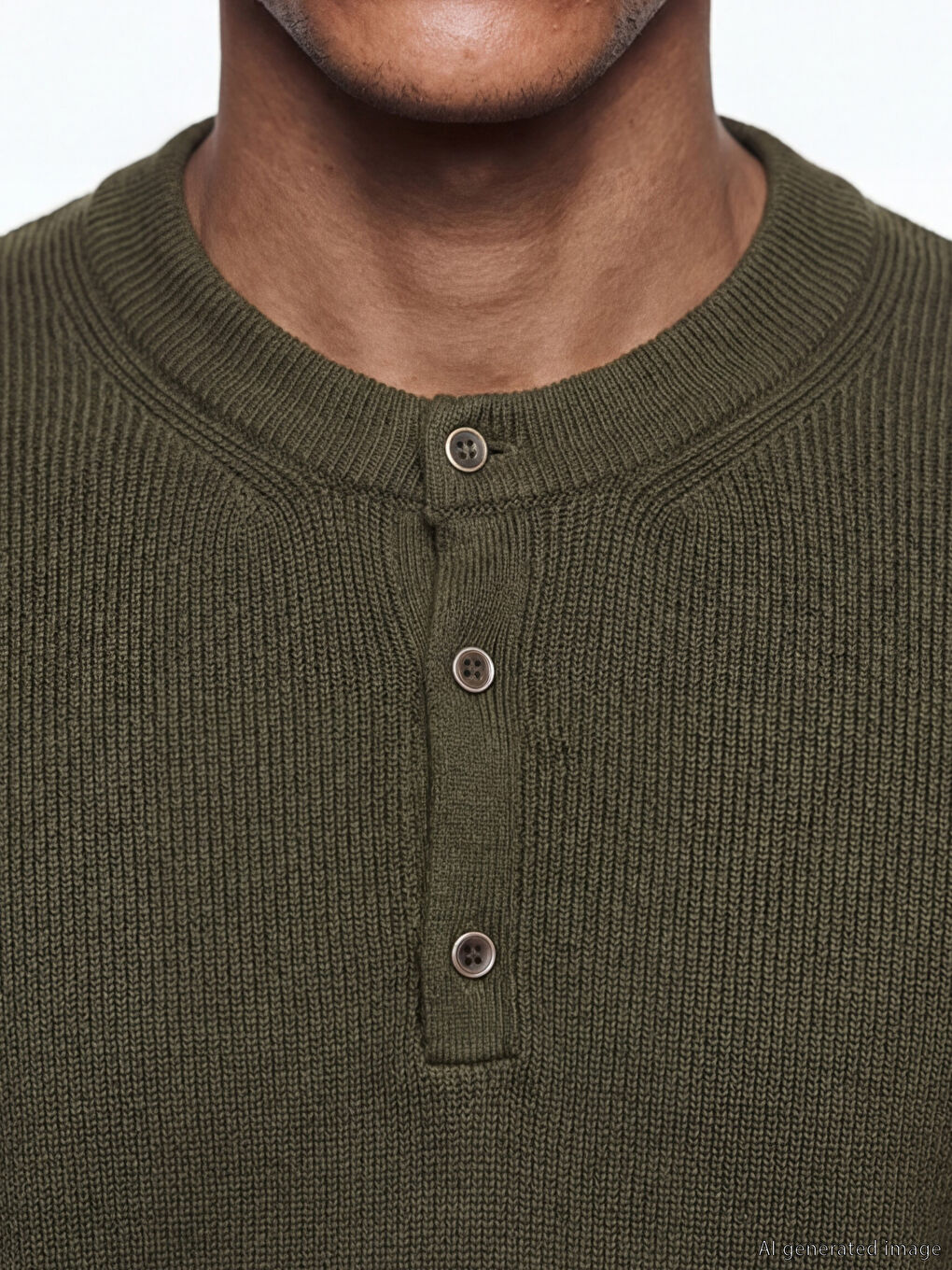 Haki Bisiklet Yaka Erkek Triko Kazak-2