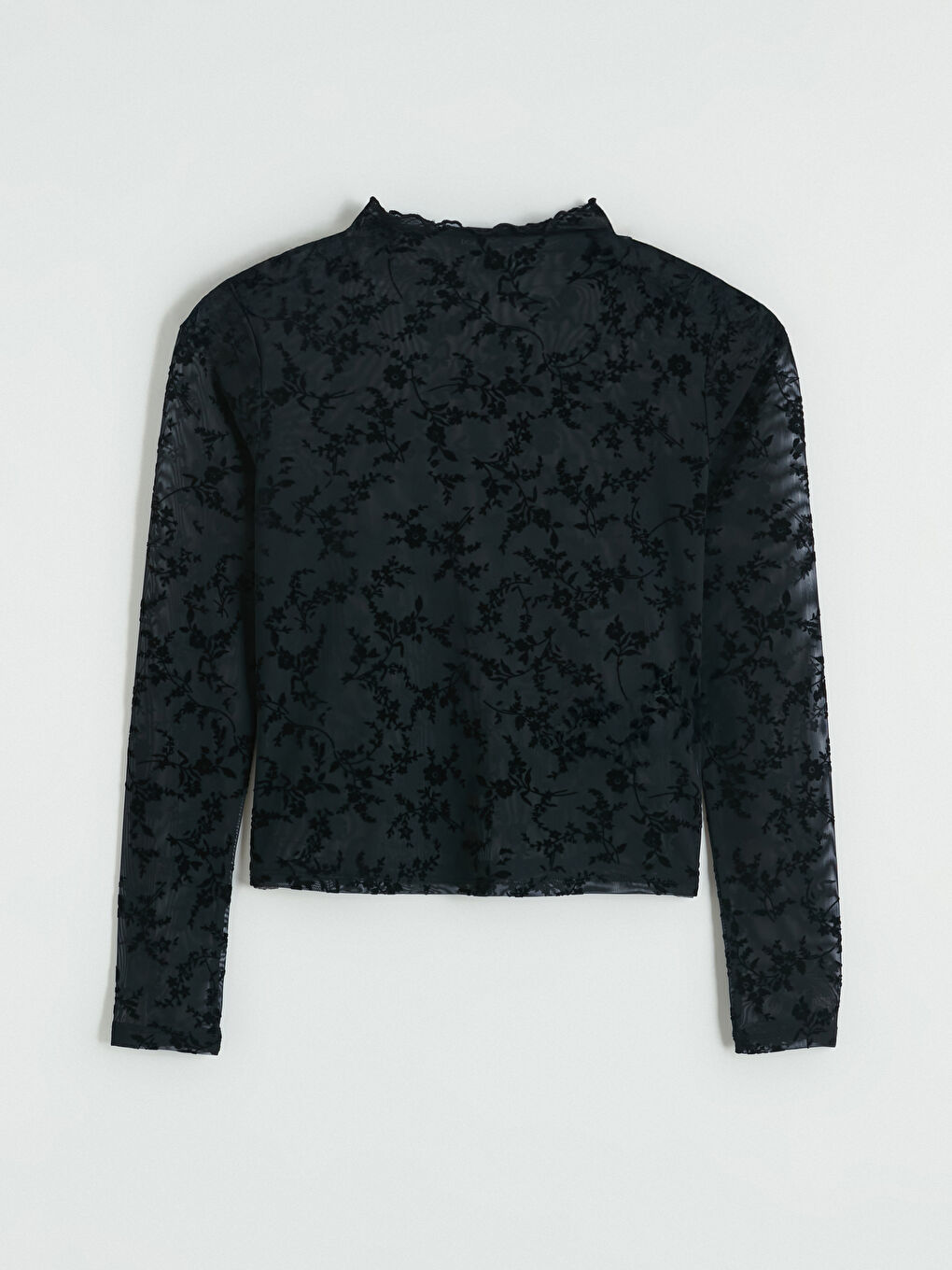 Siyah Dik Yaka Çiçekli Kadın Body-4