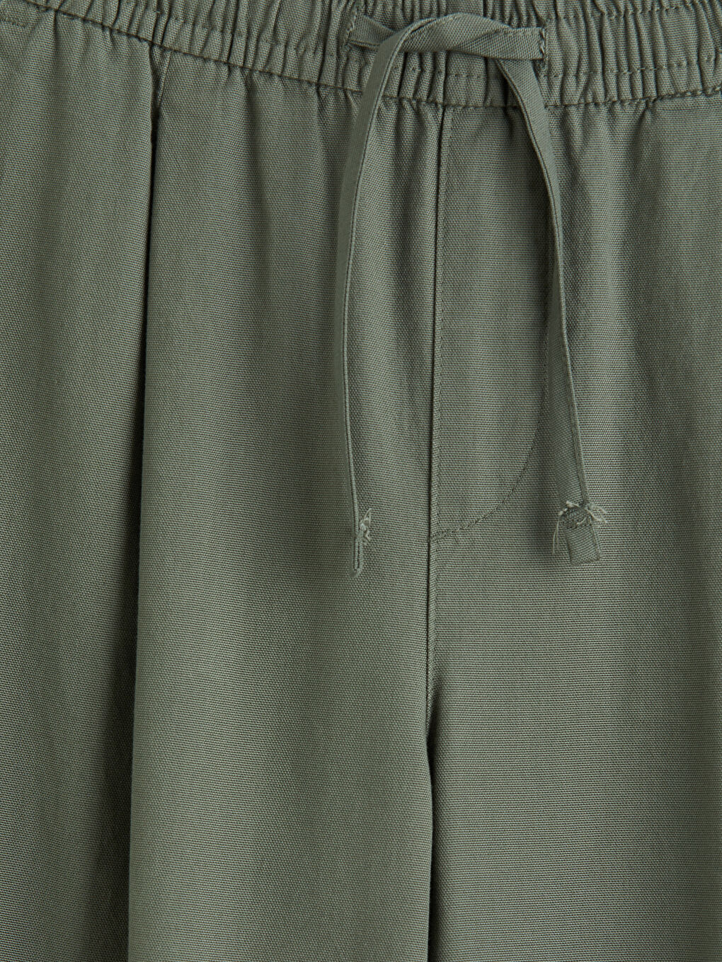 Yeşil Standart Kalıp Keten Görünümlü Pileli Erkek Pantolon-2