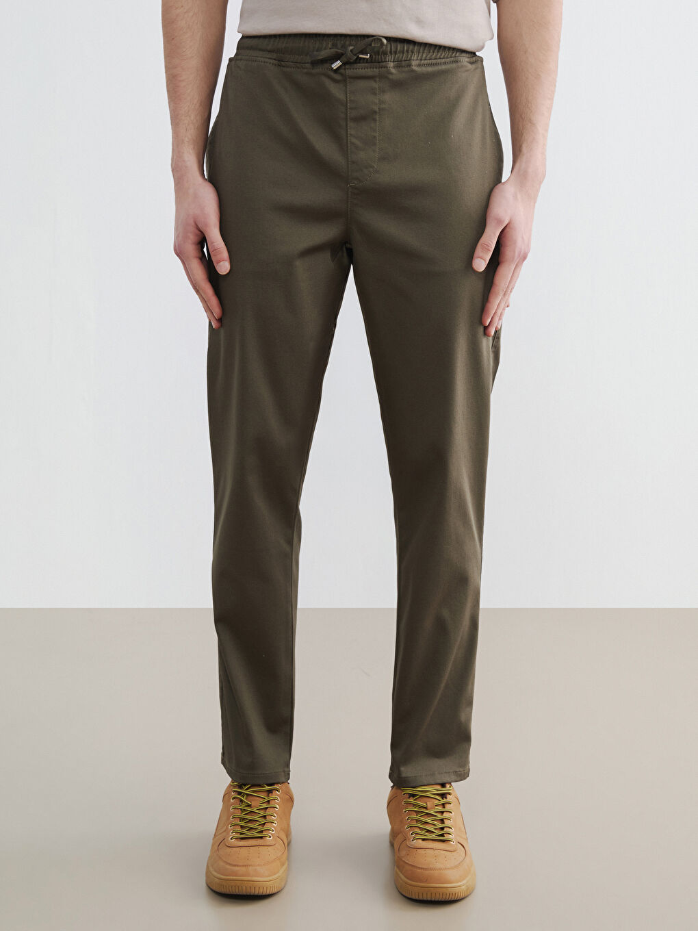 Elasticated Waist Slim Fit Men's Trousers-1