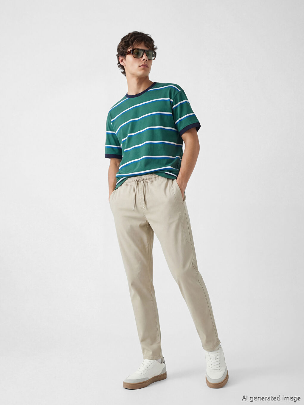 بنطلون رجالي بقصة رفيعة وخصر مرن