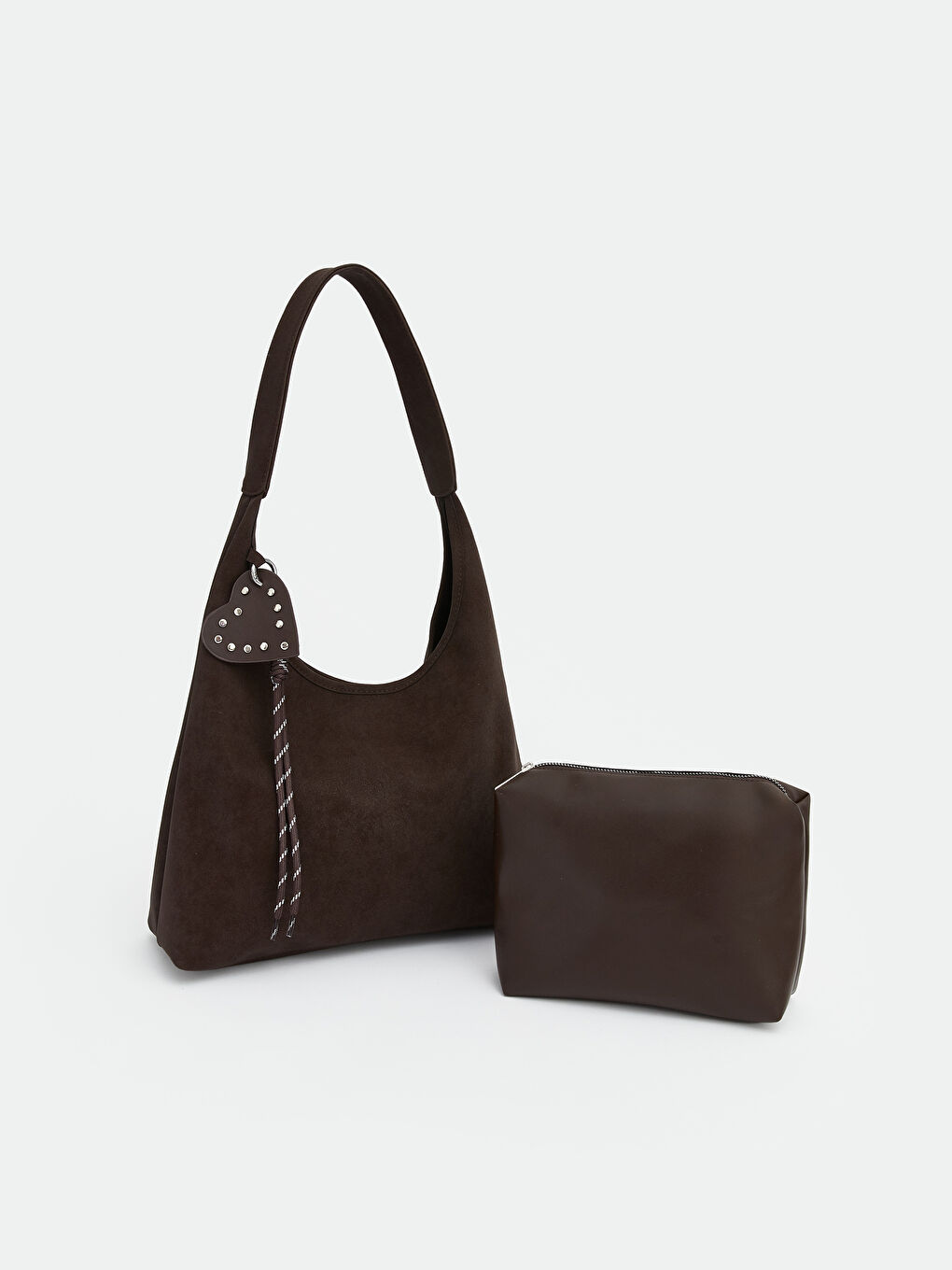 Kahverengi Süet Görünümlü Kadın Omuz Çantası-1