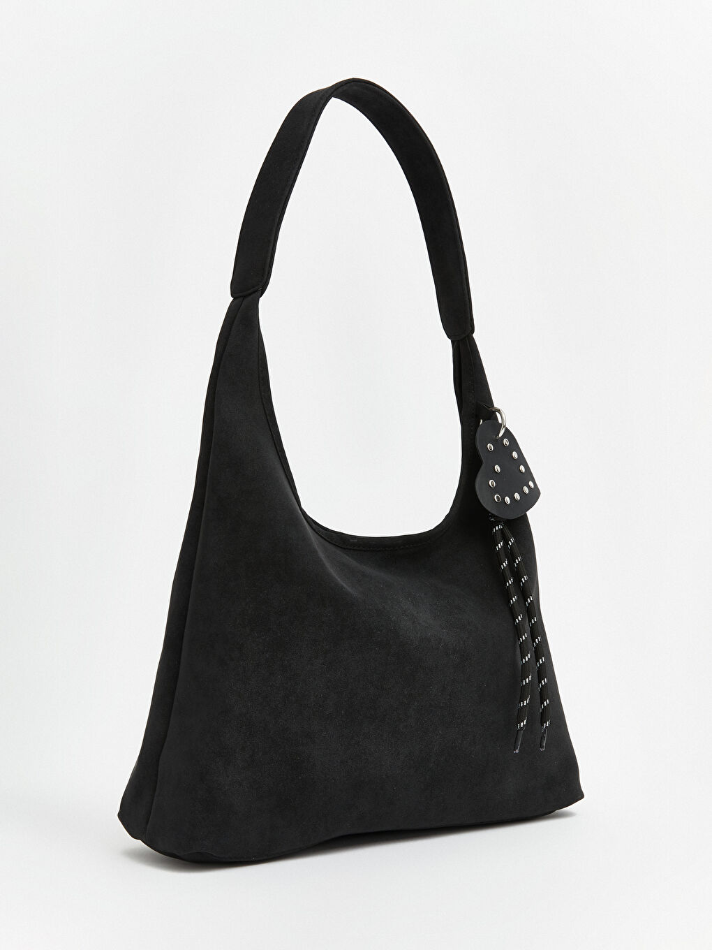 Siyah Süet Görünümlü Kadın Omuz Çantası-1