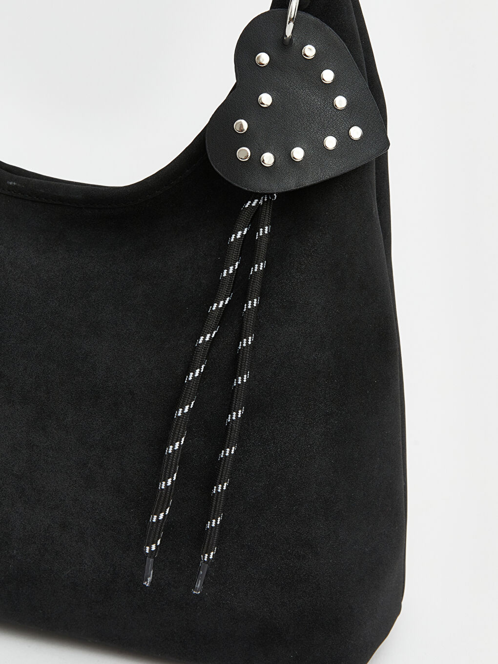 Siyah Süet Görünümlü Kadın Omuz Çantası-3