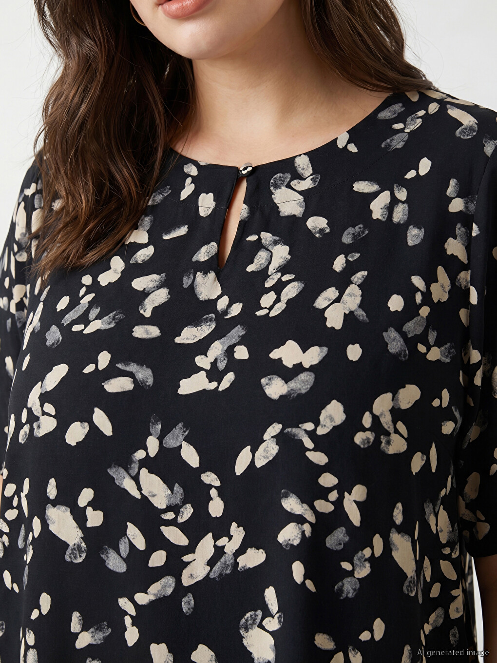 Crew Neck Patterned Blouse-2