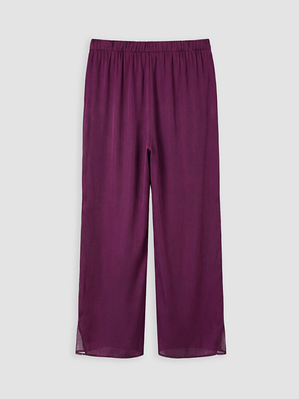 Mor İp Askılı Dantel Detaylı Saten Kadın Pijama Takımı-7