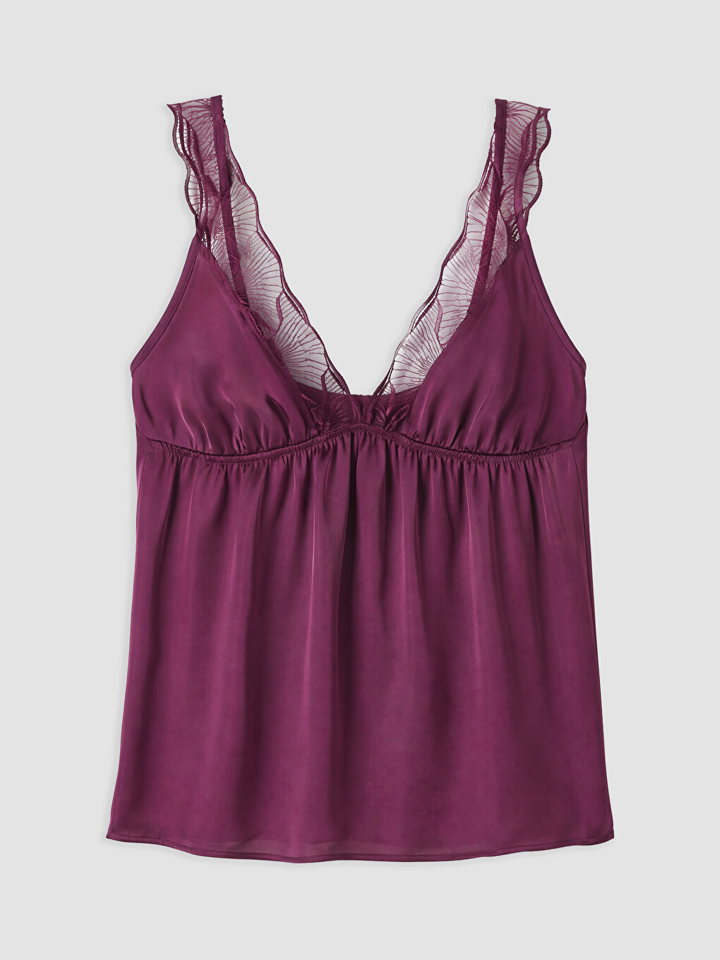 Mor V Yaka Kadın Saten Şortlu Pijama Takımı-1