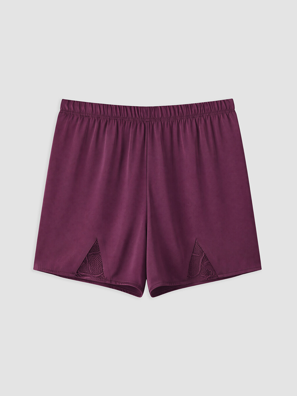 Mor V Yaka Kadın Saten Şortlu Pijama Takımı-3