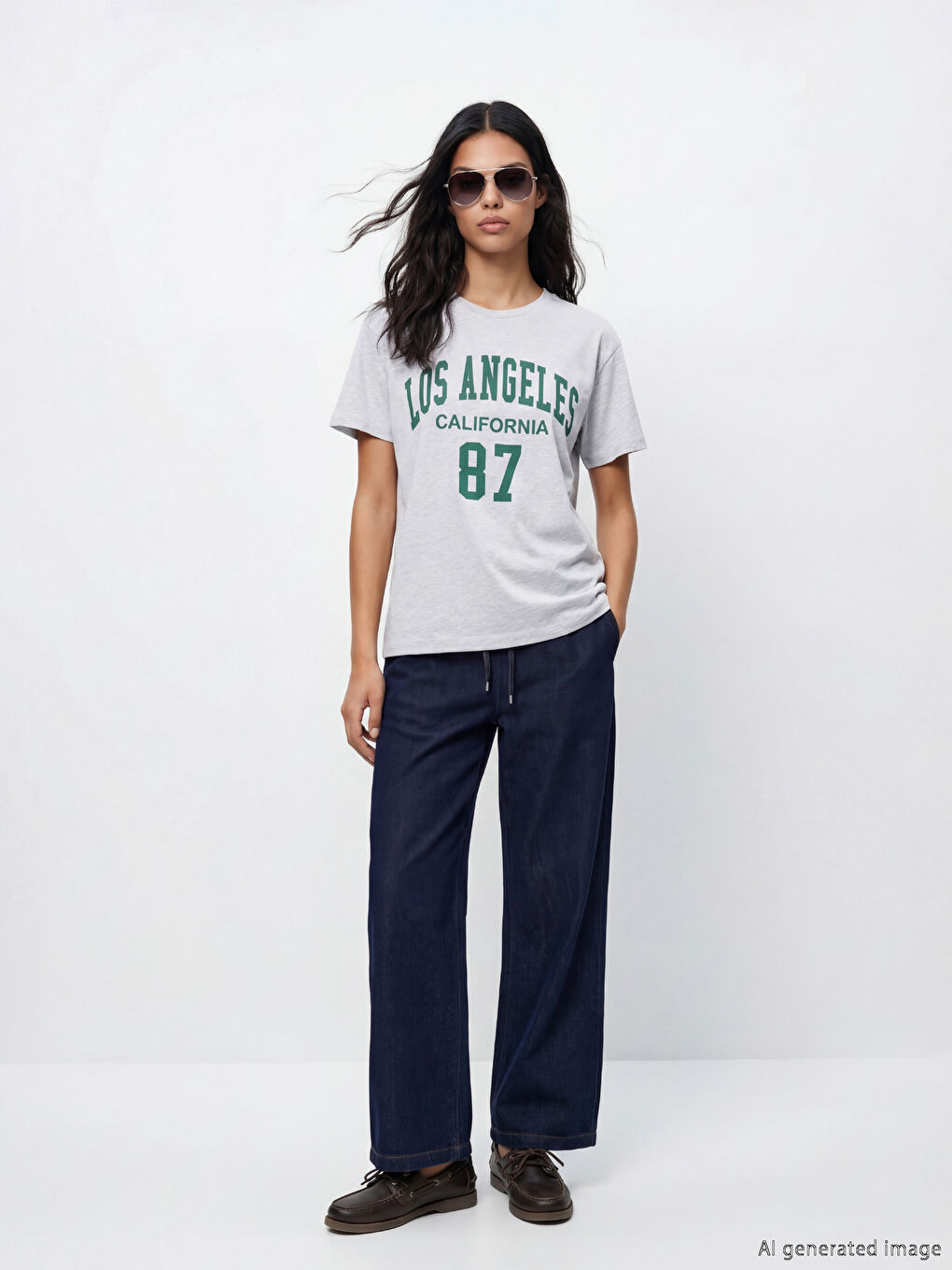Crew Neck Los Angeles Printed Women's T-Shirt-1