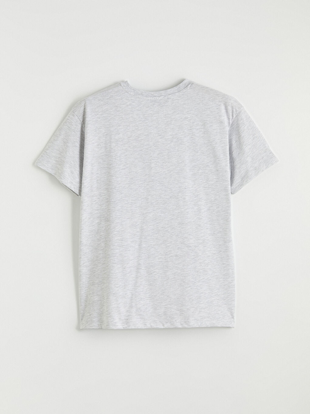 Gri Bisiklet Yaka Los Angeles Baskılı Kadın Tişört-2