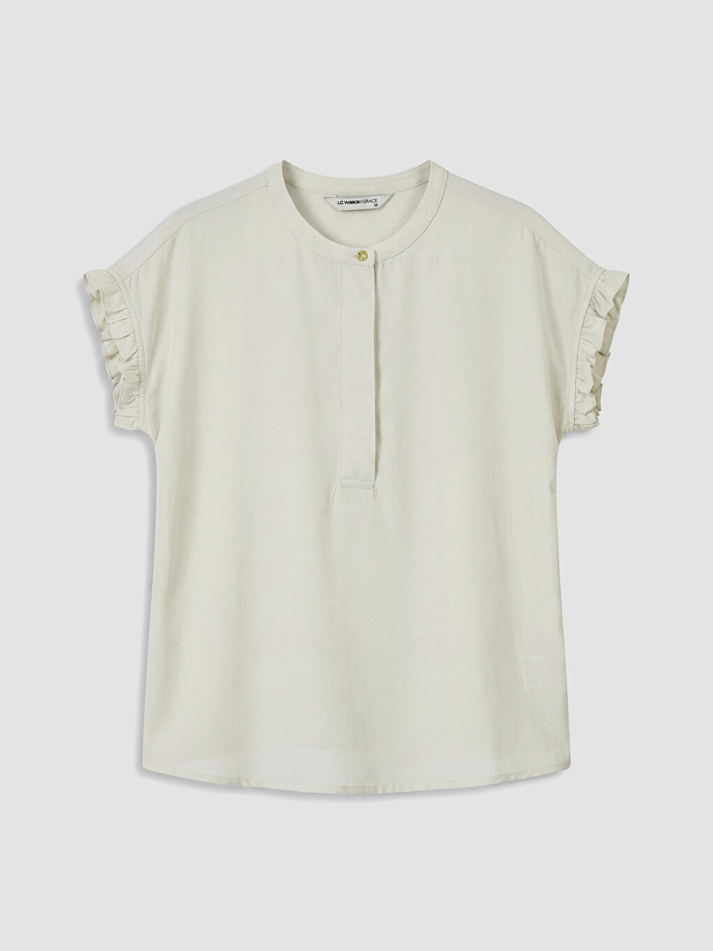 Grandad Collar Frilled Blouse-4