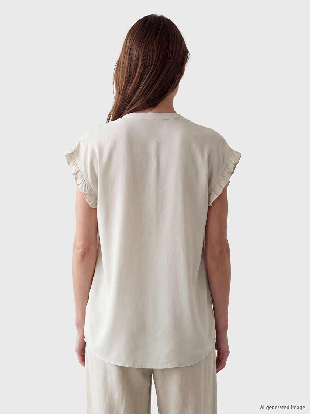 Grandad Collar Frilled Blouse-3