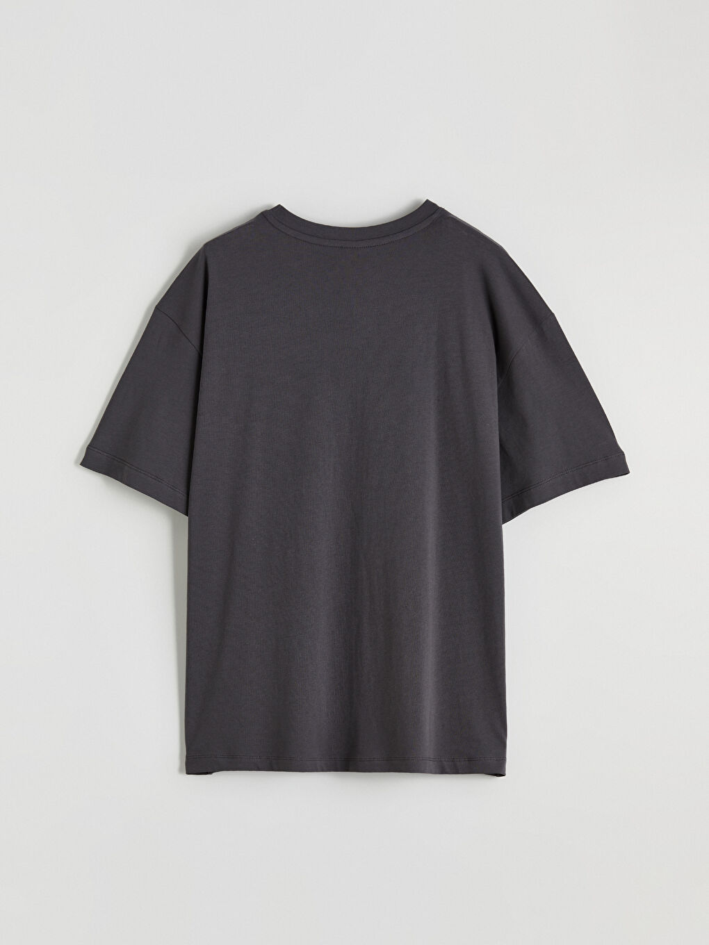 Antrasit Bisiklet Yaka Baskılı Kız Çocuk Tişört-2