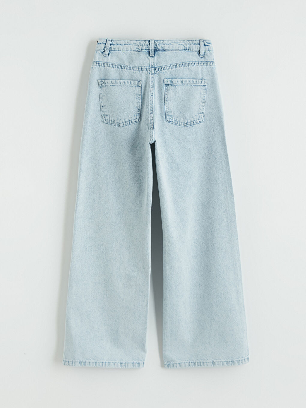 Mavi Wideleg Taşlı Kız Çocuk Jean Pantolon-3