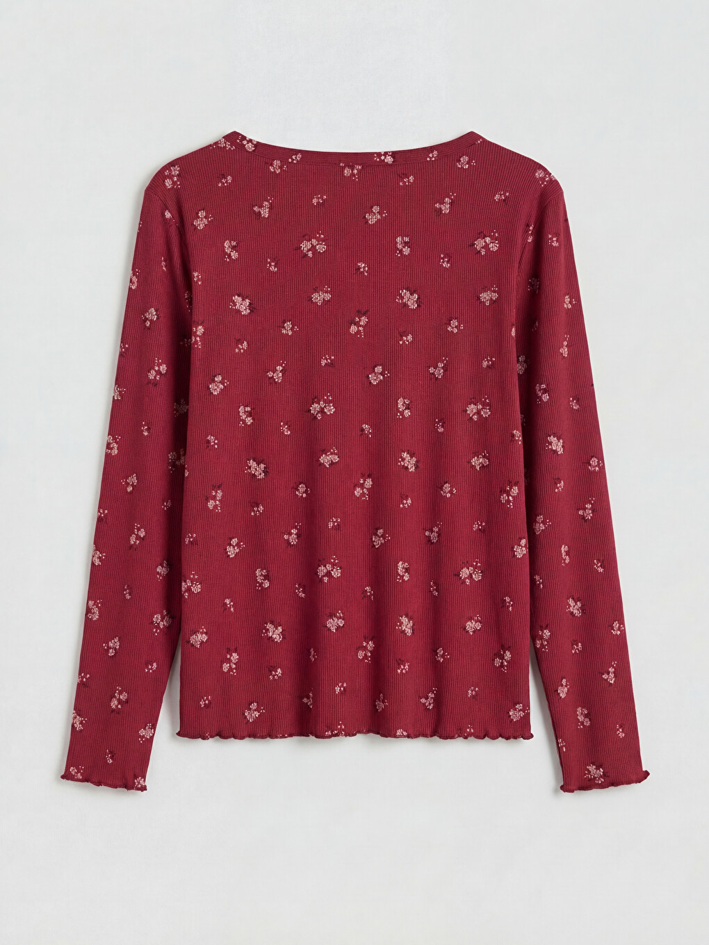 Mürdüm V Yaka Desenli Kadın Pijama Üst-1