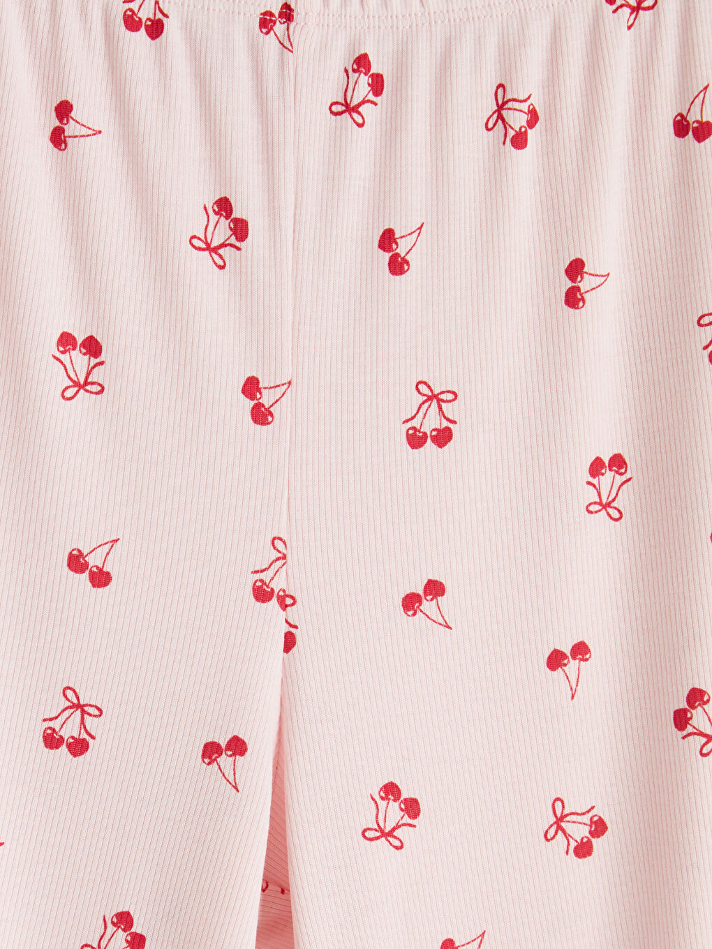 Pembe U Yaka Kiraz Desenli Kadın Pijama Takım-6