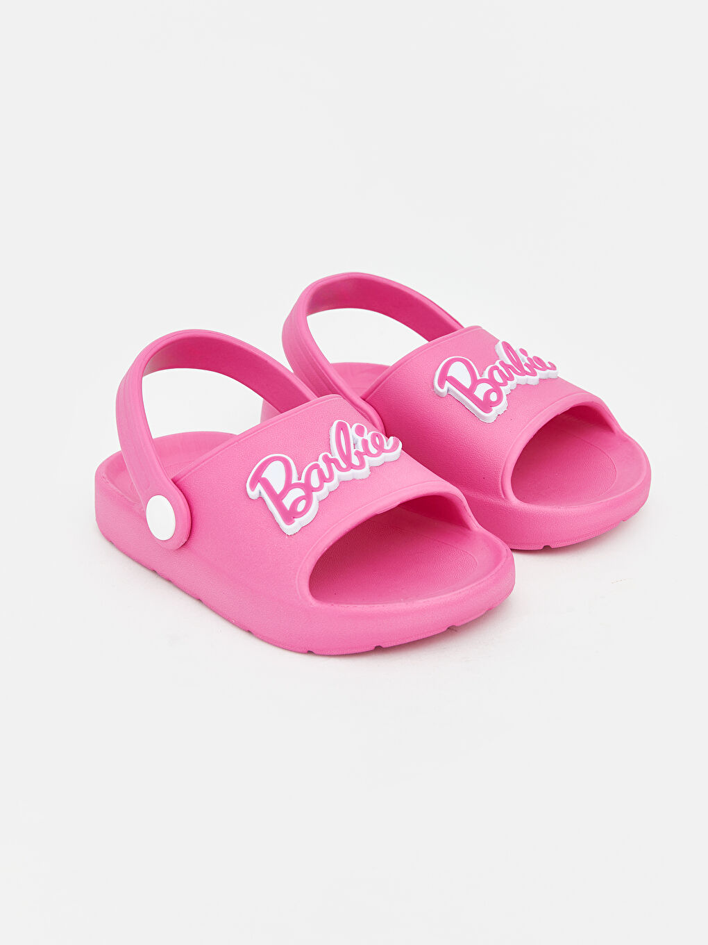 Pembe Barbie Baskılı Kız Bebek Plaj Sandaleti
