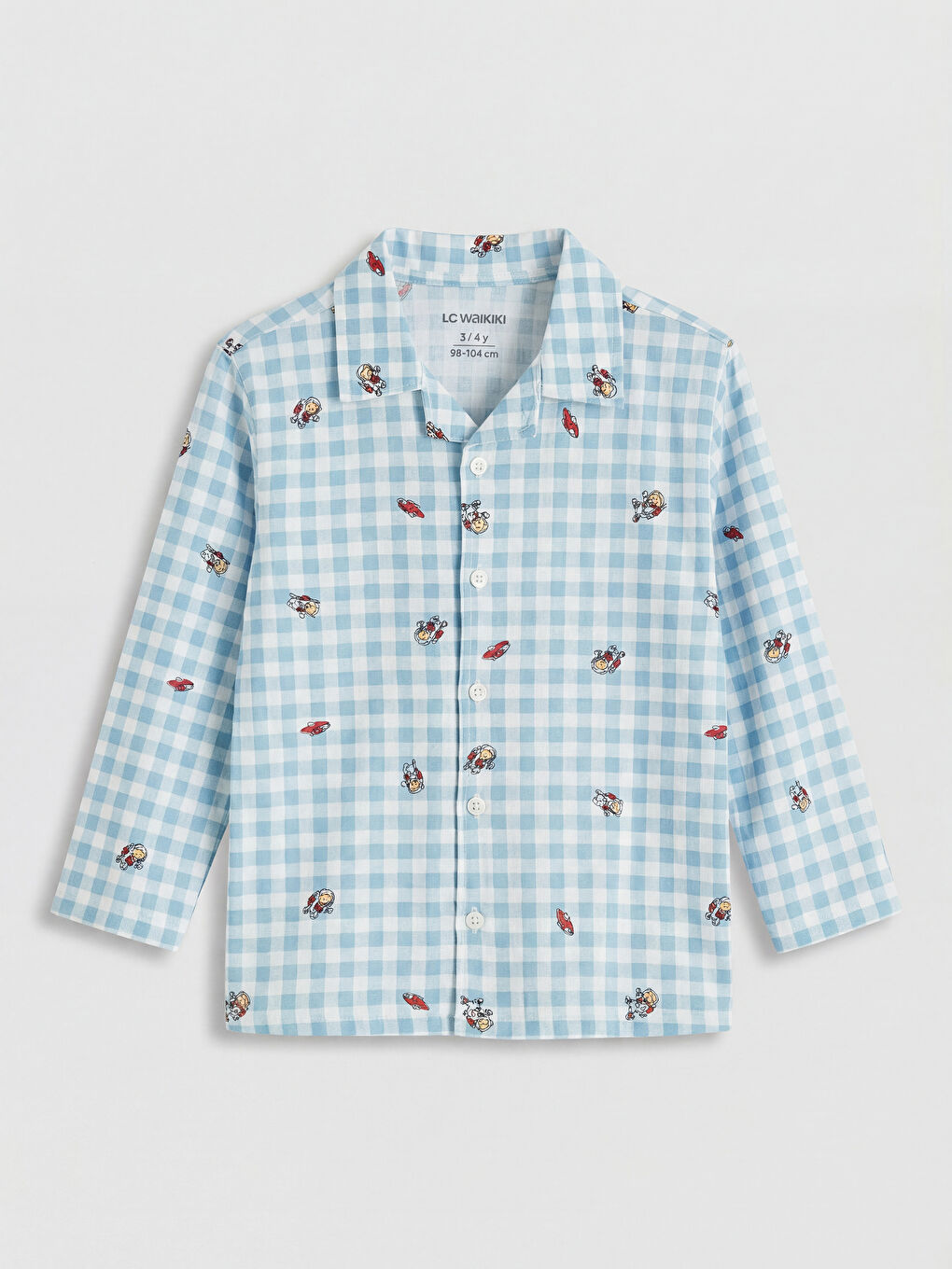 Mavi  Gömlek Yaka Erkek Çocuk Pijama Takımı-1