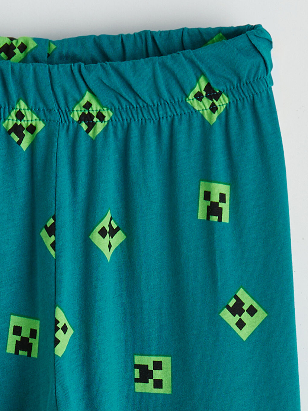 Yeşil Bisiklet Yaka Minecraft Baskılı Erkek Çocuk Pijama Takımı-5