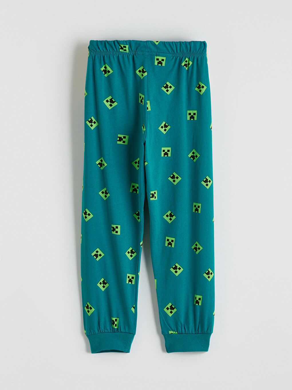 Yeşil Bisiklet Yaka Minecraft Baskılı Erkek Çocuk Pijama Takımı-6