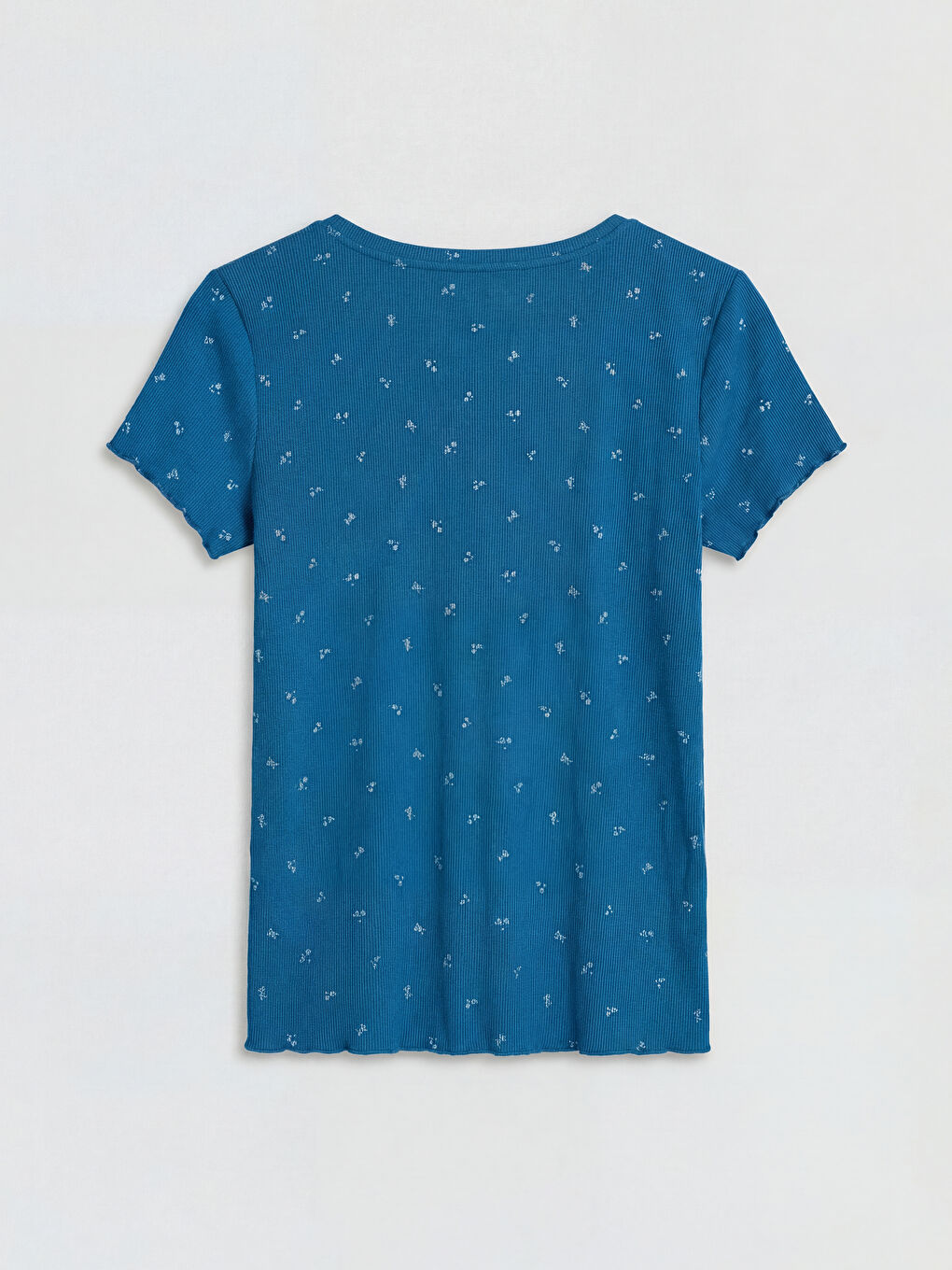 Mavi Bisiklet Yaka Çiçekli Kadın Pijama Takımı-2