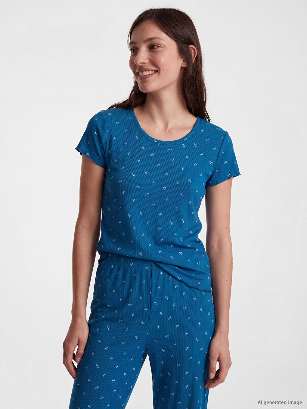 Crew Neck Floral Women's Pyjamas Set-1