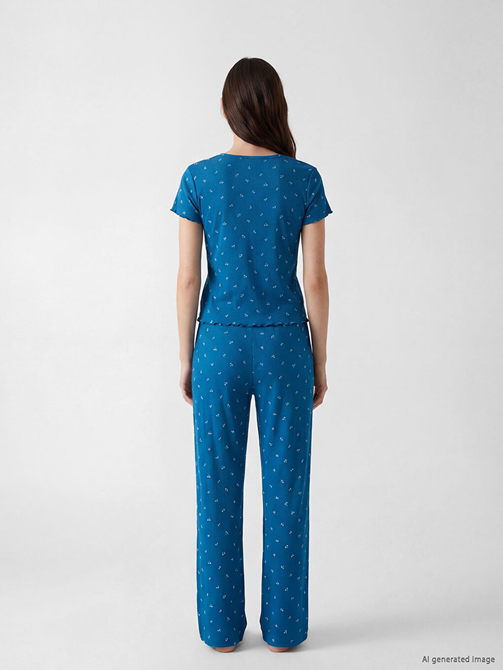 Crew Neck Floral Women's Pyjamas Set-3