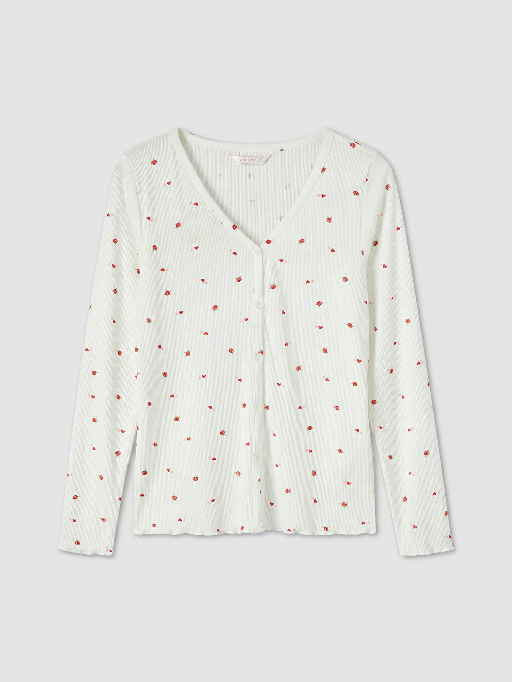 Ekru Kalp Desenli Kadın Şortlu Pijama Takımı-1