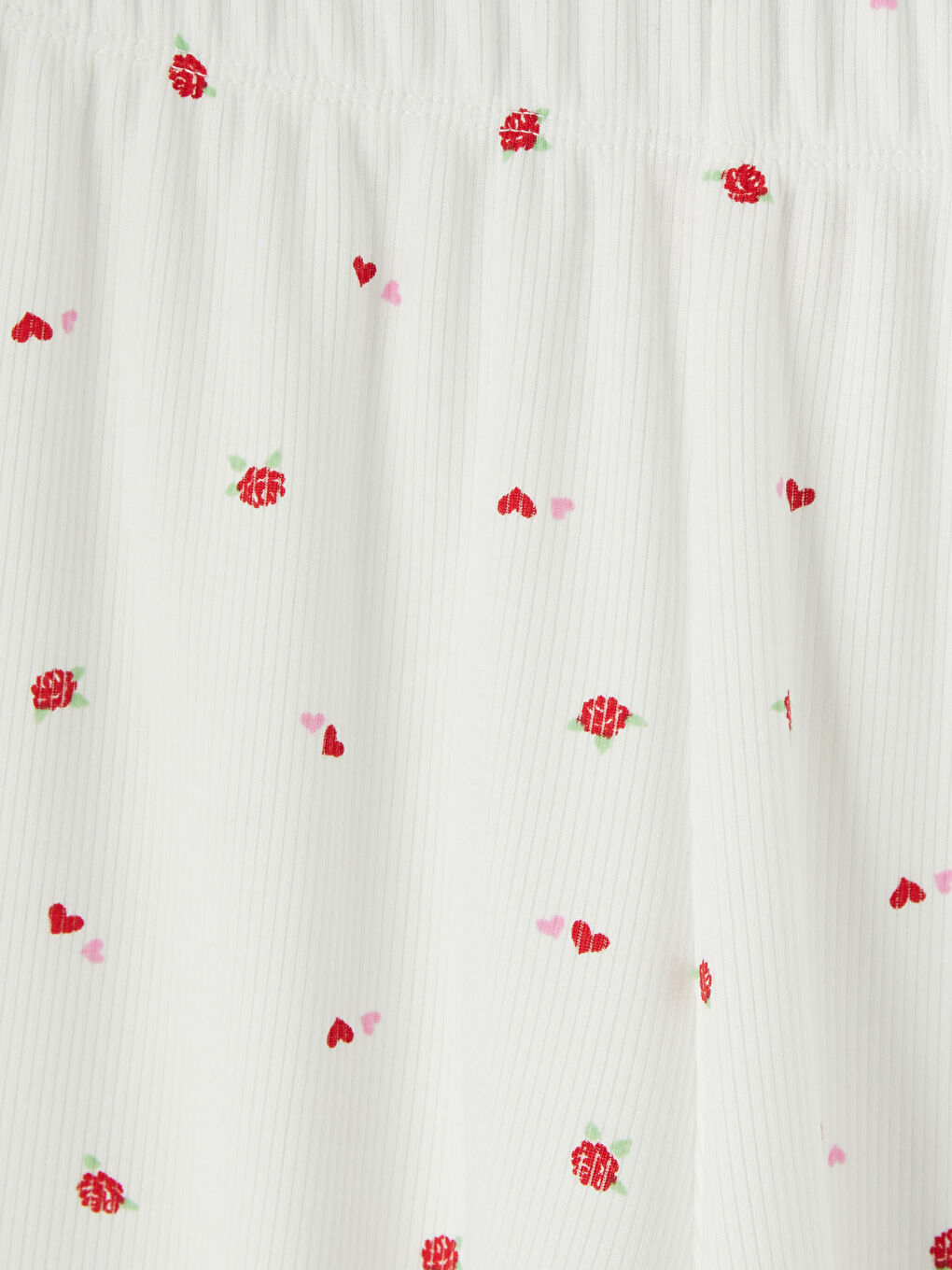 Ekru Kalp Desenli Kadın Şortlu Pijama Takımı-4