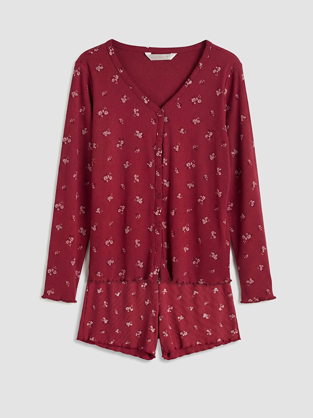 Mürdüm V Yaka Çiçekli Kadın Şortlu Pijama Takımı-4