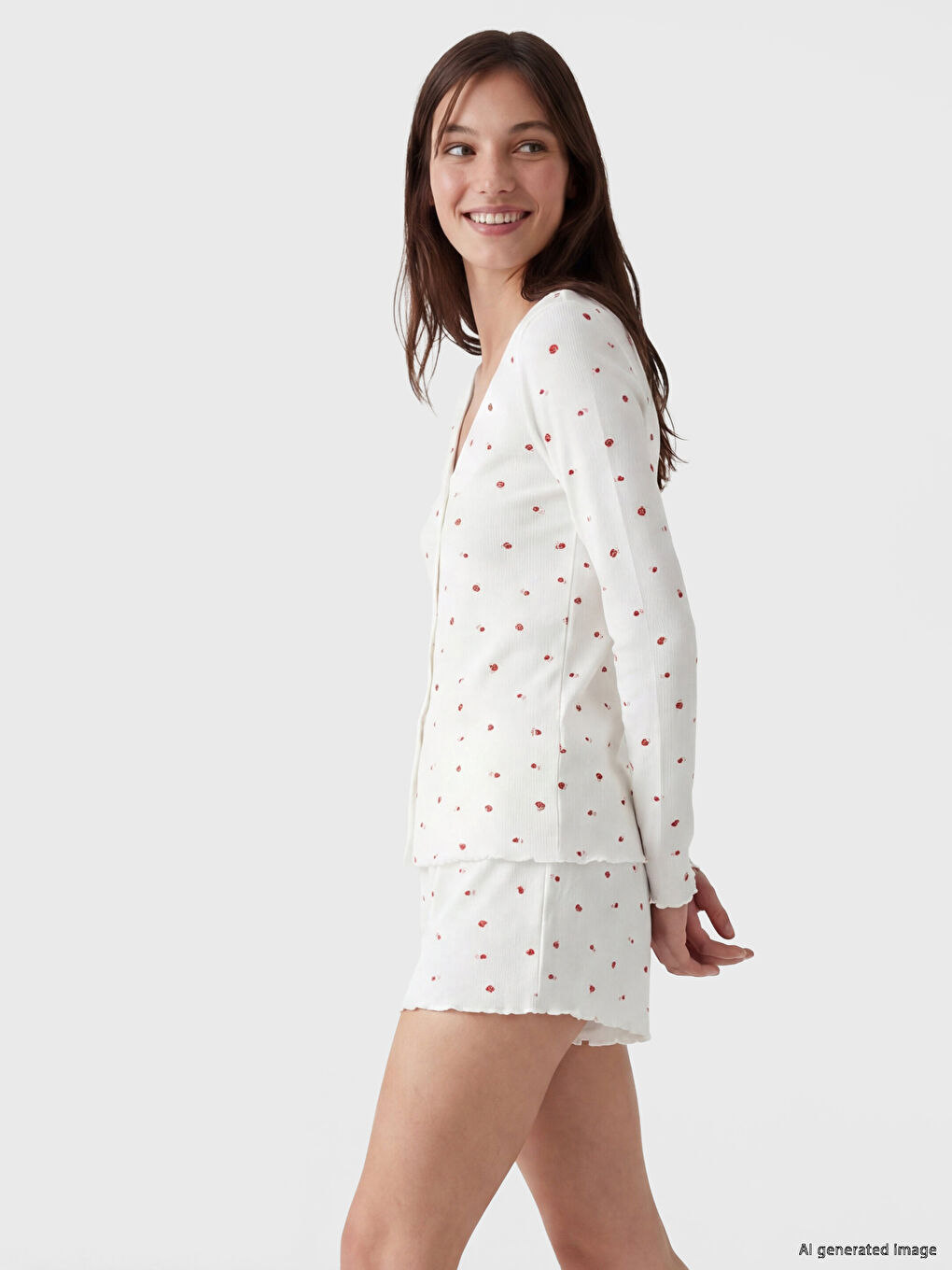 Heart Patterned Women's Shortie Pyjama Set-1