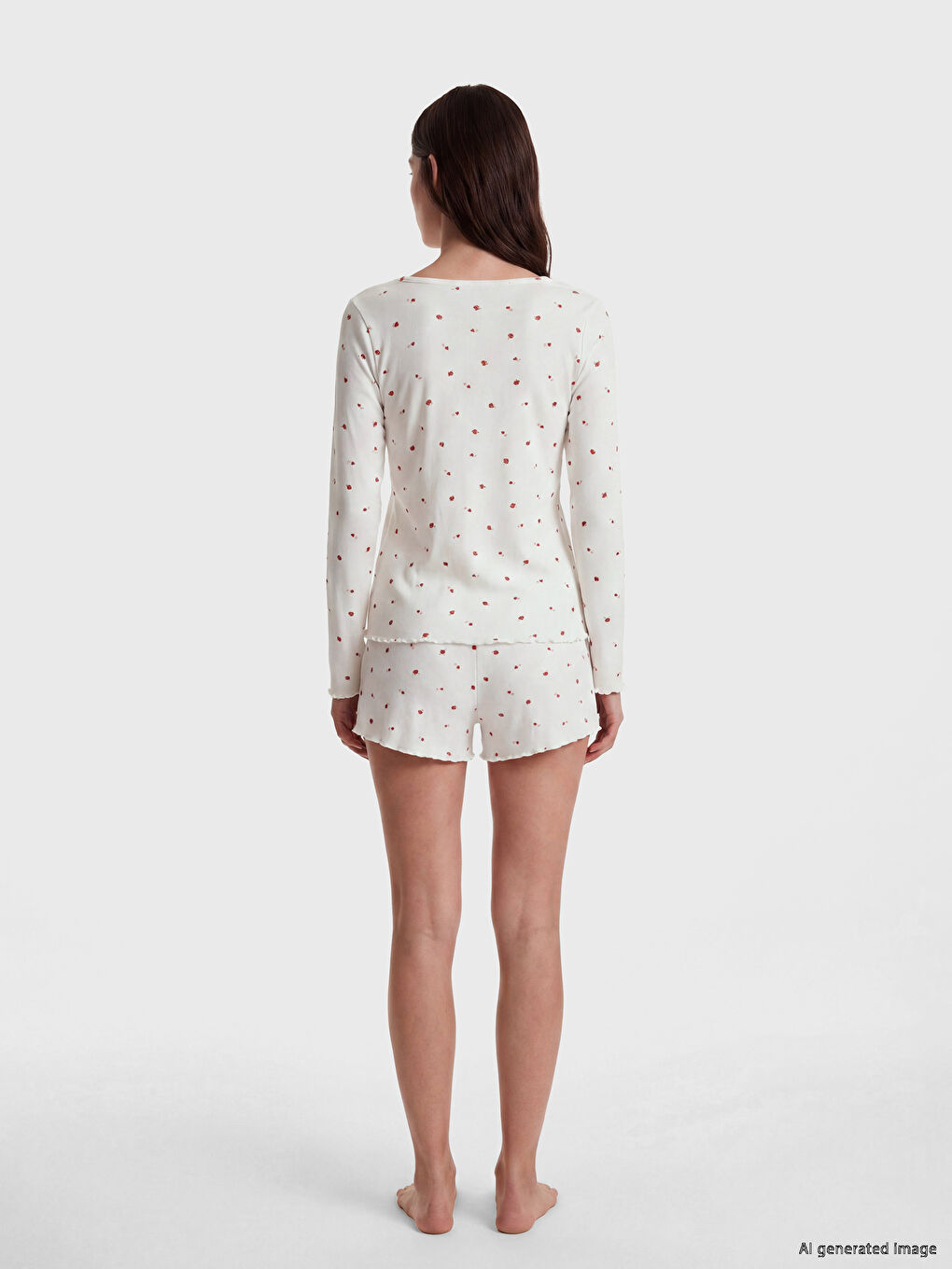 Heart Patterned Women's Shortie Pyjama Set-3