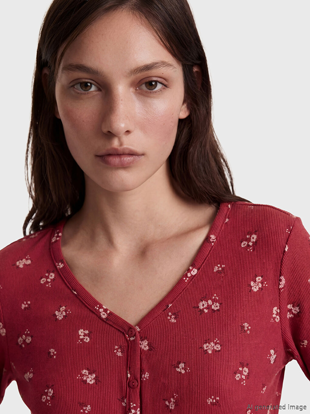 Mürdüm V Yaka Çiçekli Kadın Şortlu Pijama Takımı-2