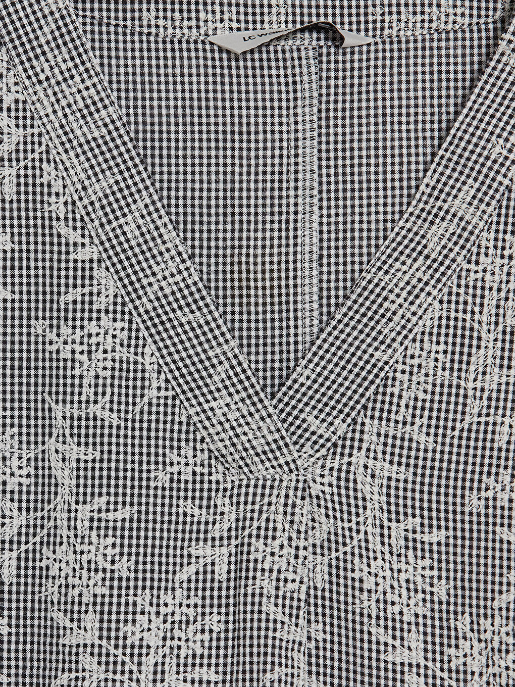 V Neck Patterned 100% Cotton Blouse-5