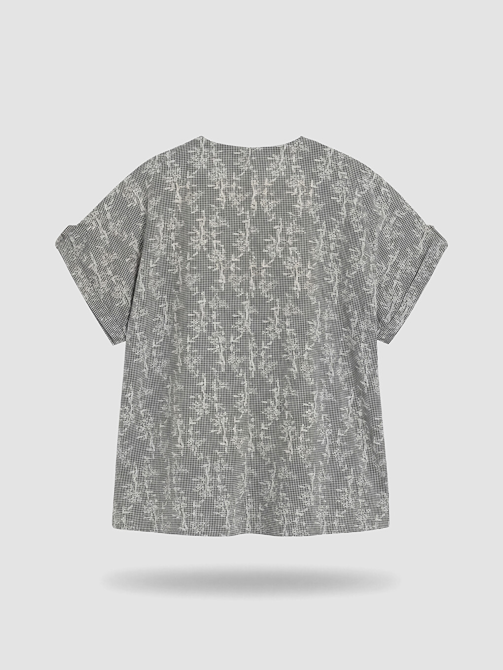 V Neck Patterned 100% Cotton Blouse-6