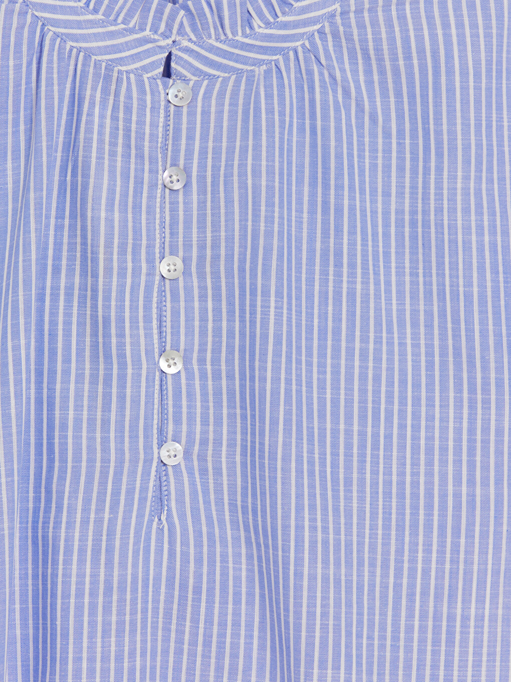 Grandad Collar Striped Frilled Blouse-6