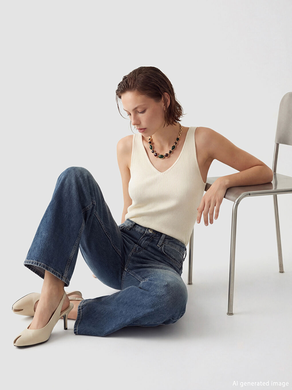 İndigo Wideleg Kadın Jean Pantolon	