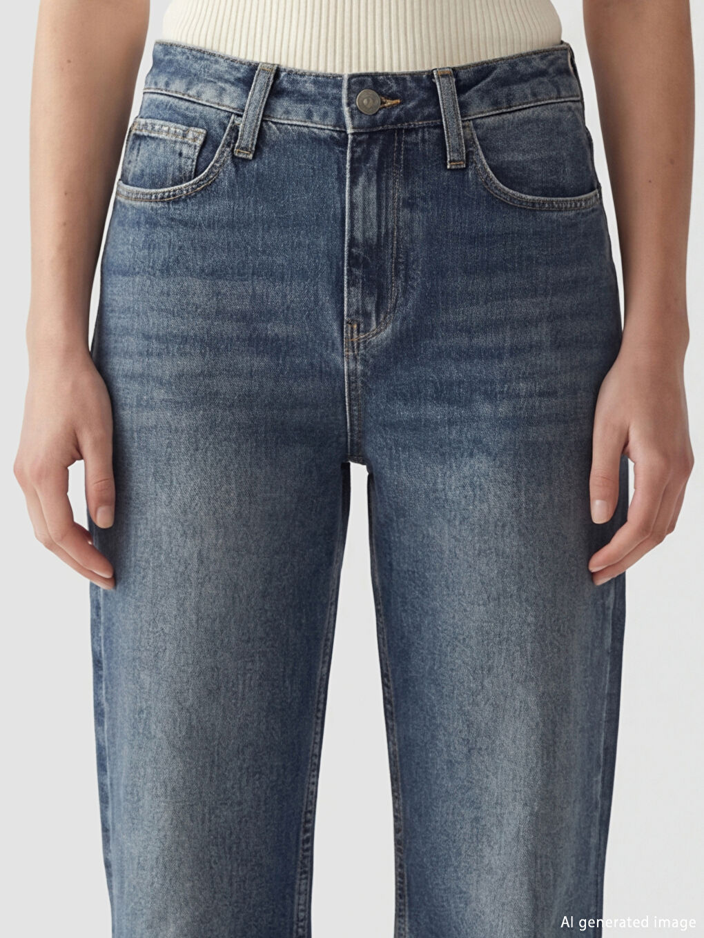 İndigo Wideleg Kadın Jean Pantolon	-2